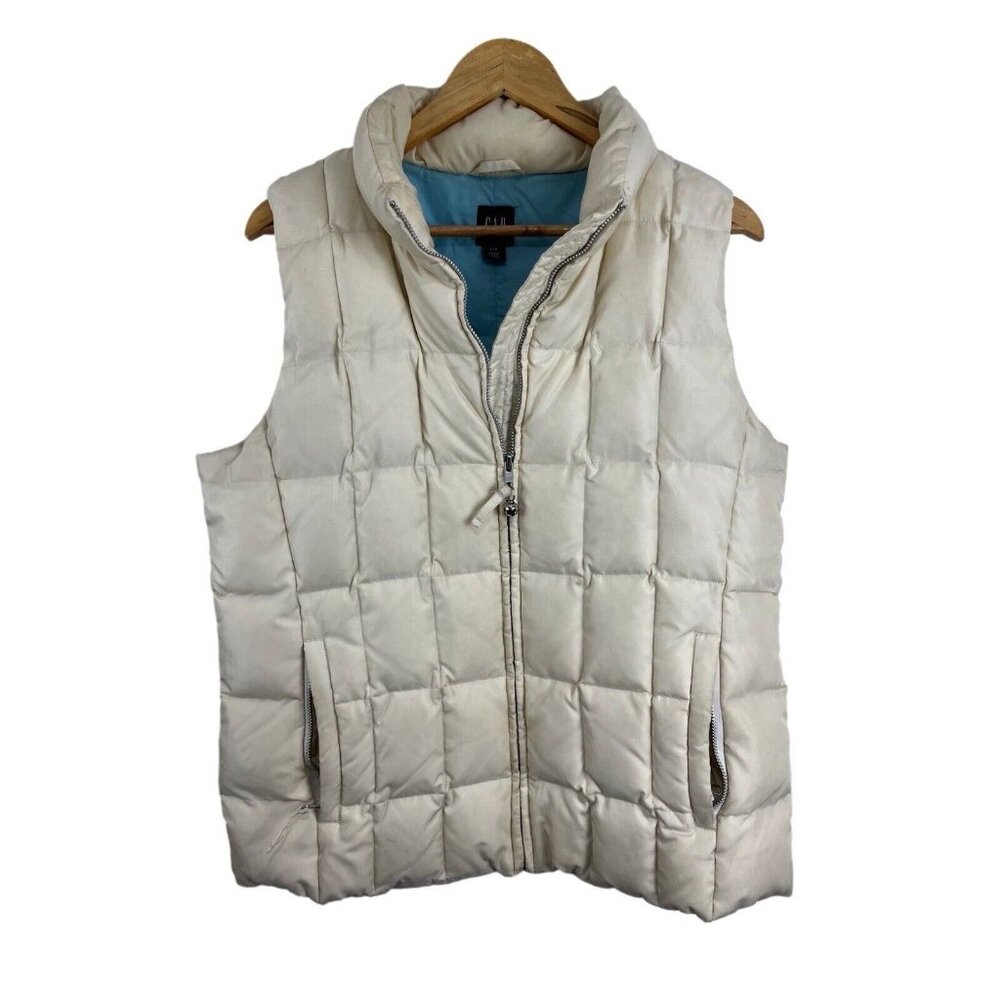 Gap Downfill Cream-Colour Puffer Vest Womens Size L